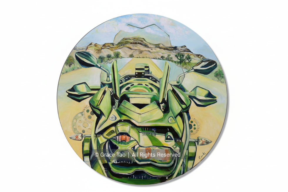 Heading North_Round Oil Painting